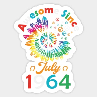 Funny Birthday Quote, Awesome Since July 1964, Retro Birthday Sticker